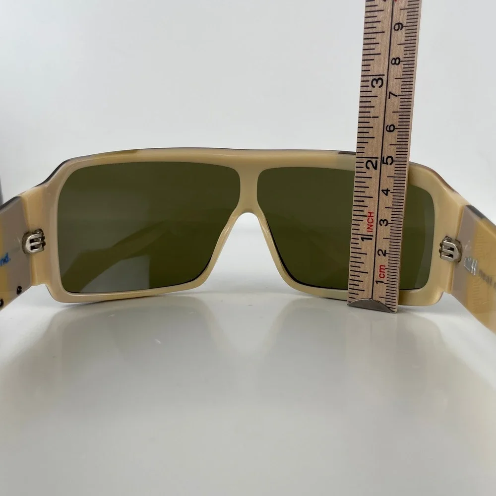 Paul Frank Neat Neat Neat Shield Sunglasses Choc Stp Brown Tan Wrap Y2K Retro